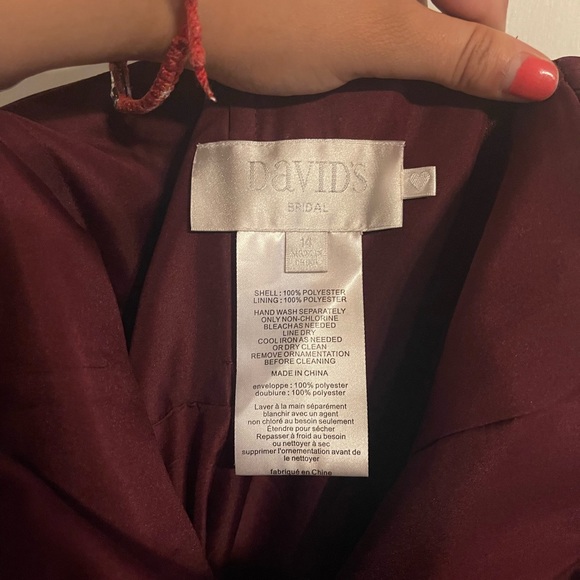 David’s Bridal Plus Size Floor Length One Shoulder Dress In Color Wine NWT - Picture 4 of 5